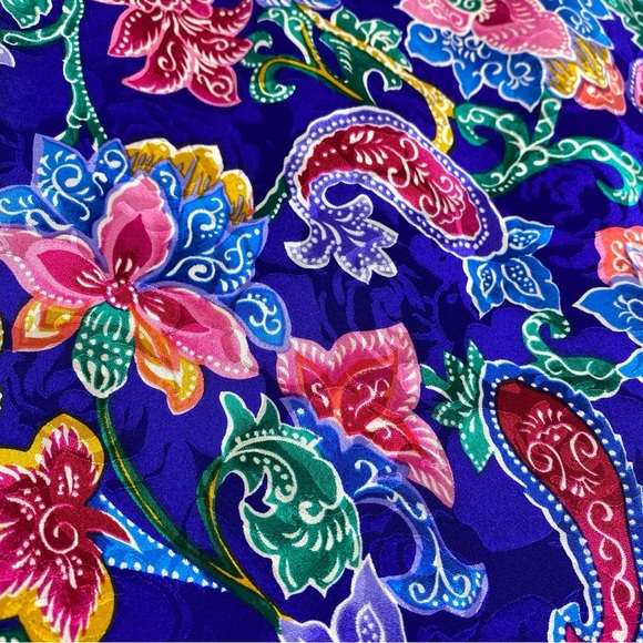 Vtg Maggy London Petites 100% Silk Floral Paisley Maximalist Skirt Set Quirky 6 - Picture 8 of 12